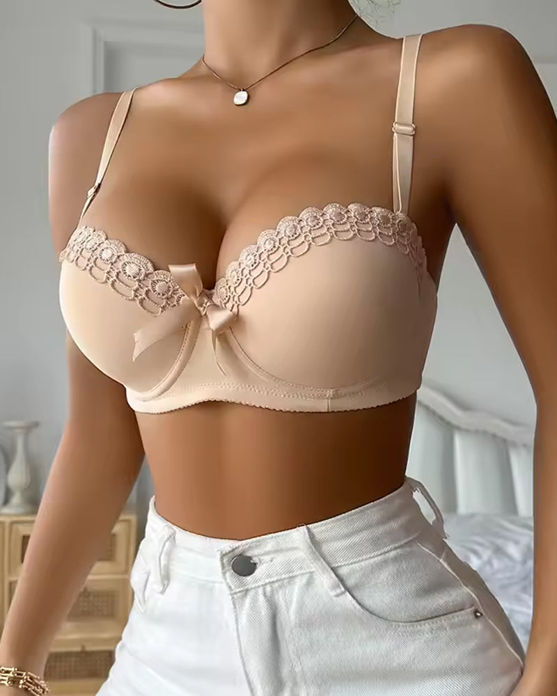 and Comfortable Bow Scalloped Push-Up Bra
