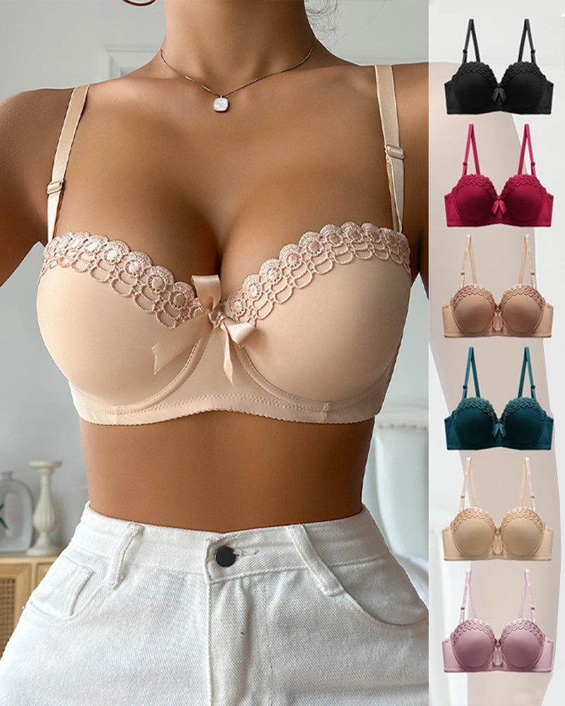 and Comfortable Bow Scalloped Push-Up Bra
