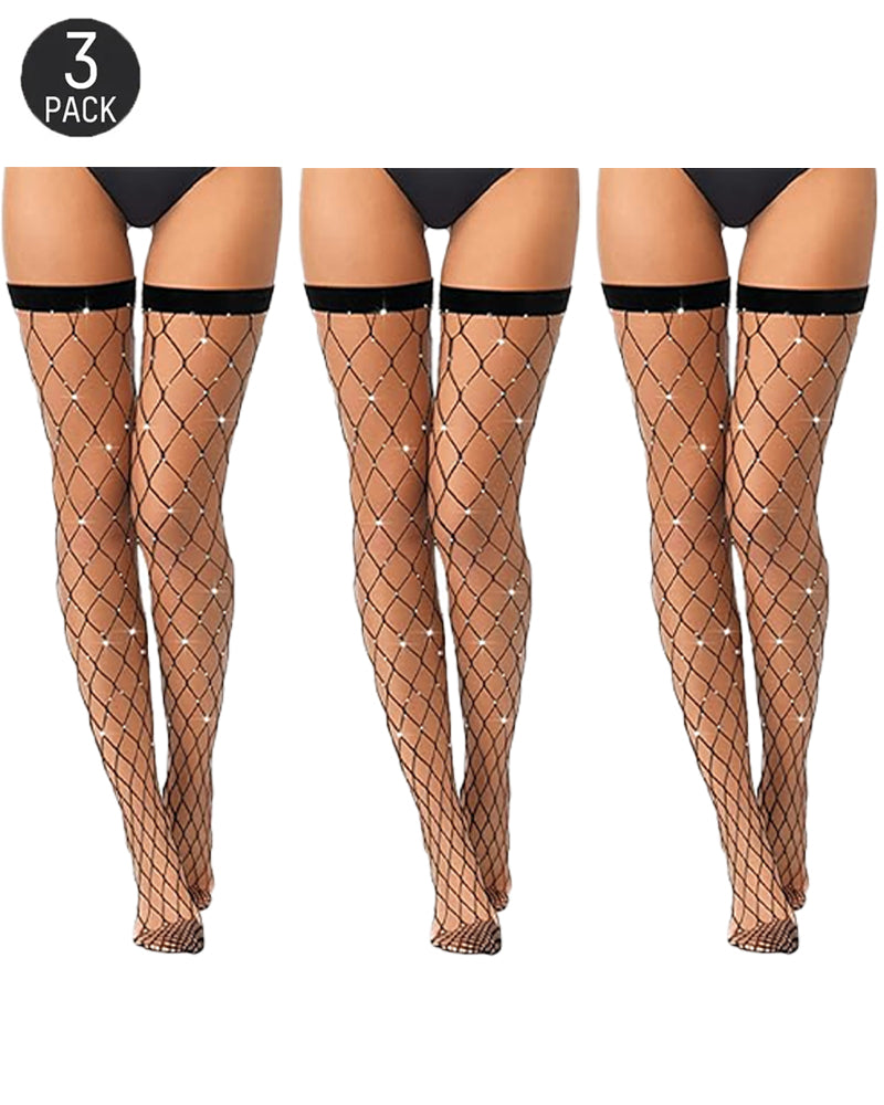 3-Pack Diamond Lace Stockings