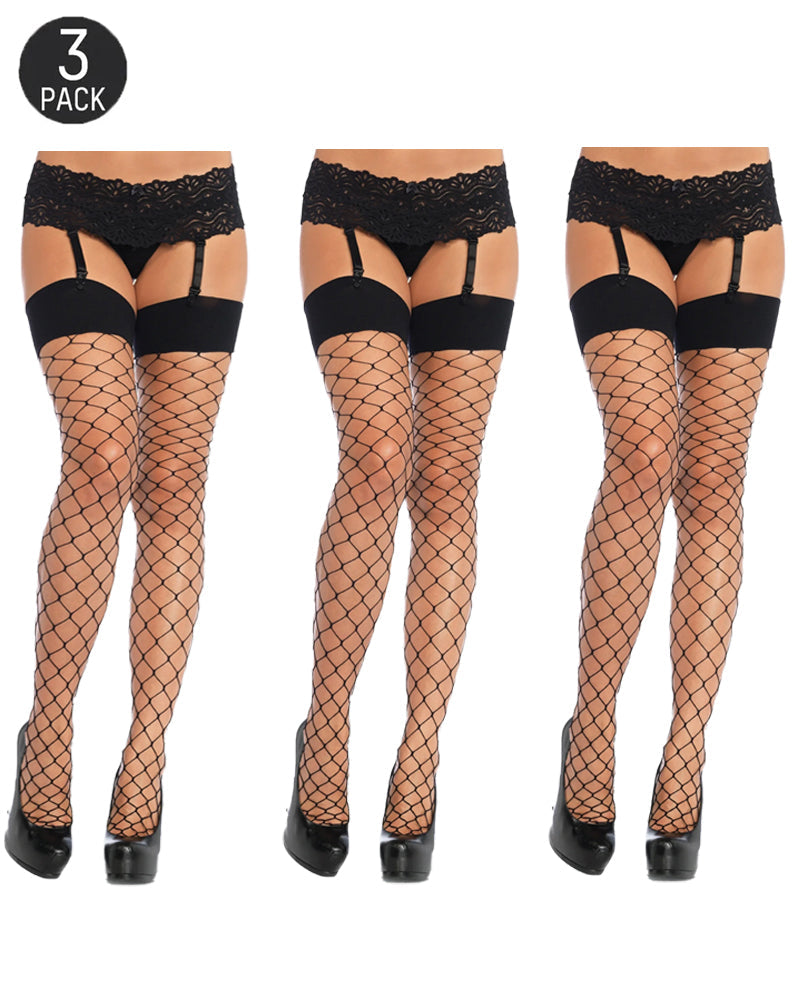 3-Pack Diamond Lace Stockings