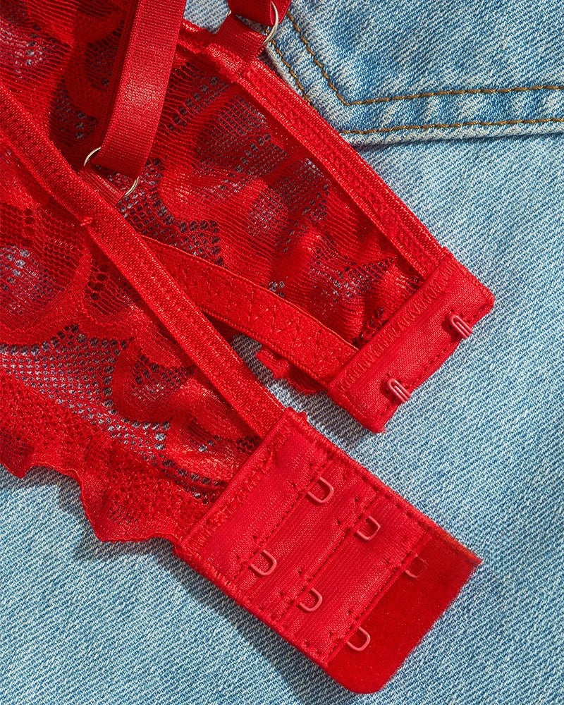 Women's Lace Mesh Hollow Underwear Set