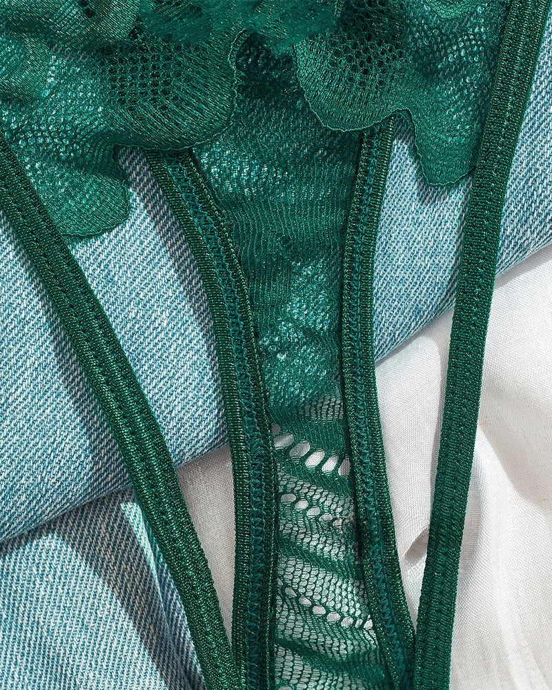 Women's Lace Mesh Hollow Underwear Set