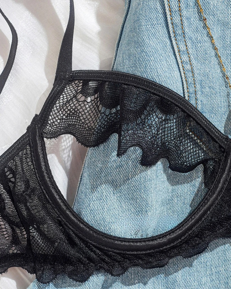 Women's Lace Mesh Hollow Underwear Set