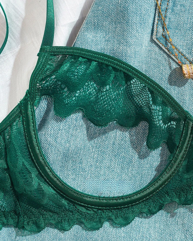 Women's Lace Mesh Hollow Underwear Set
