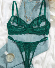 Women's Lace Mesh Hollow Underwear Set