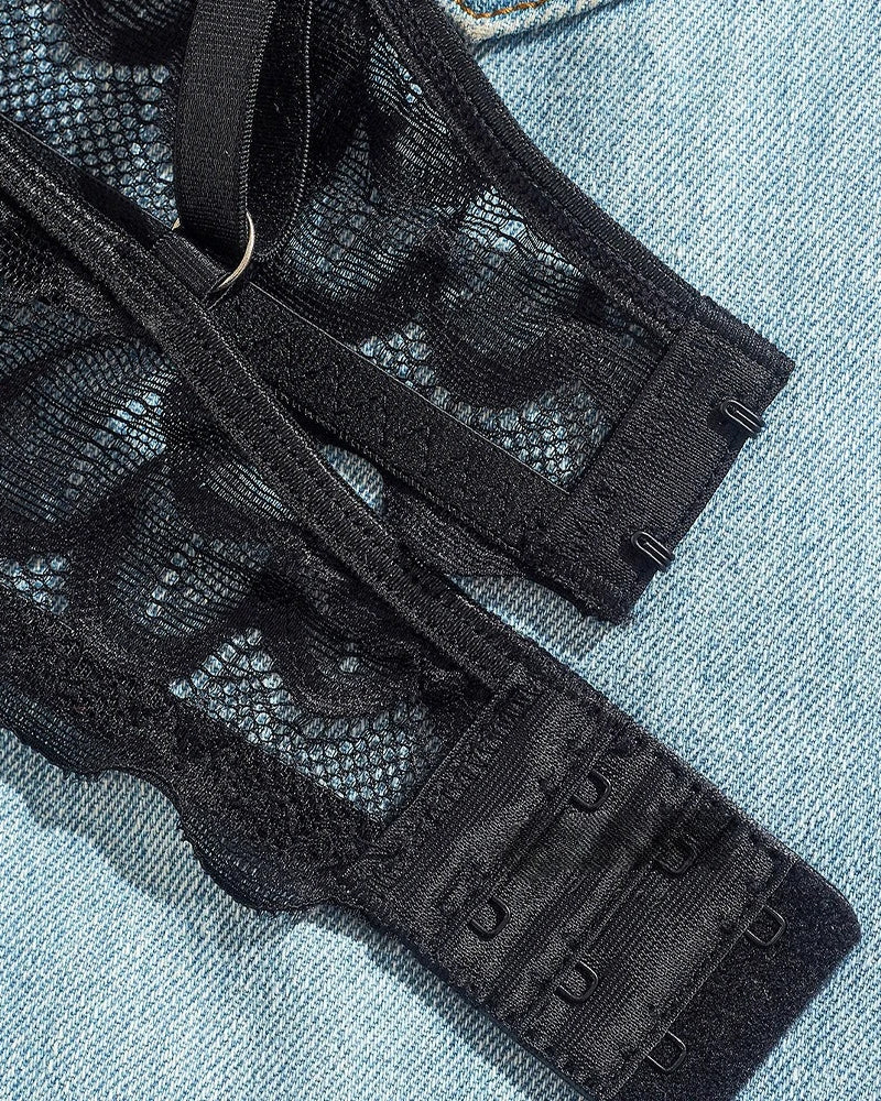 Women's Lace Mesh Hollow Underwear Set