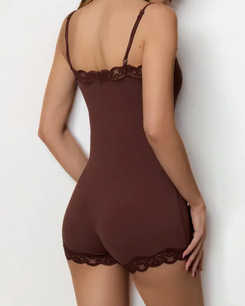 Women's Spaghetti Strap Lace Seamless Jumpsuit
