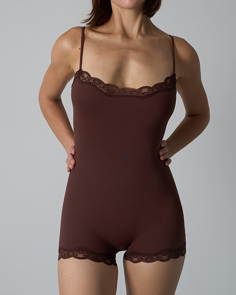 Women's Spaghetti Strap Lace Seamless Jumpsuit