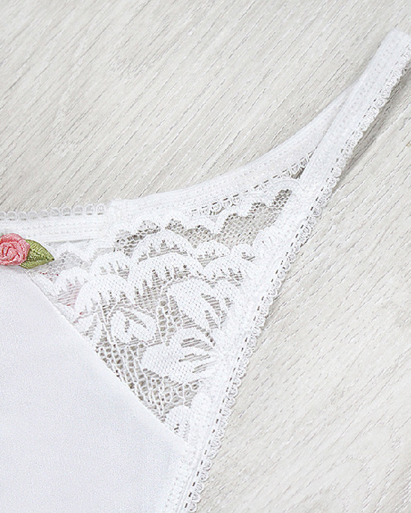 Lace Flower Stretch Thong