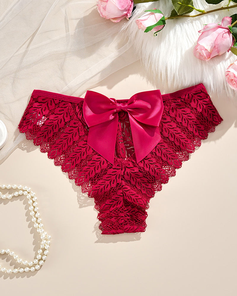 Bow Lace Breathable Hollow Comfortable Panties