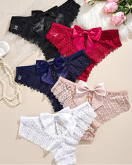 Bow Lace Breathable Hollow Comfortable Panties