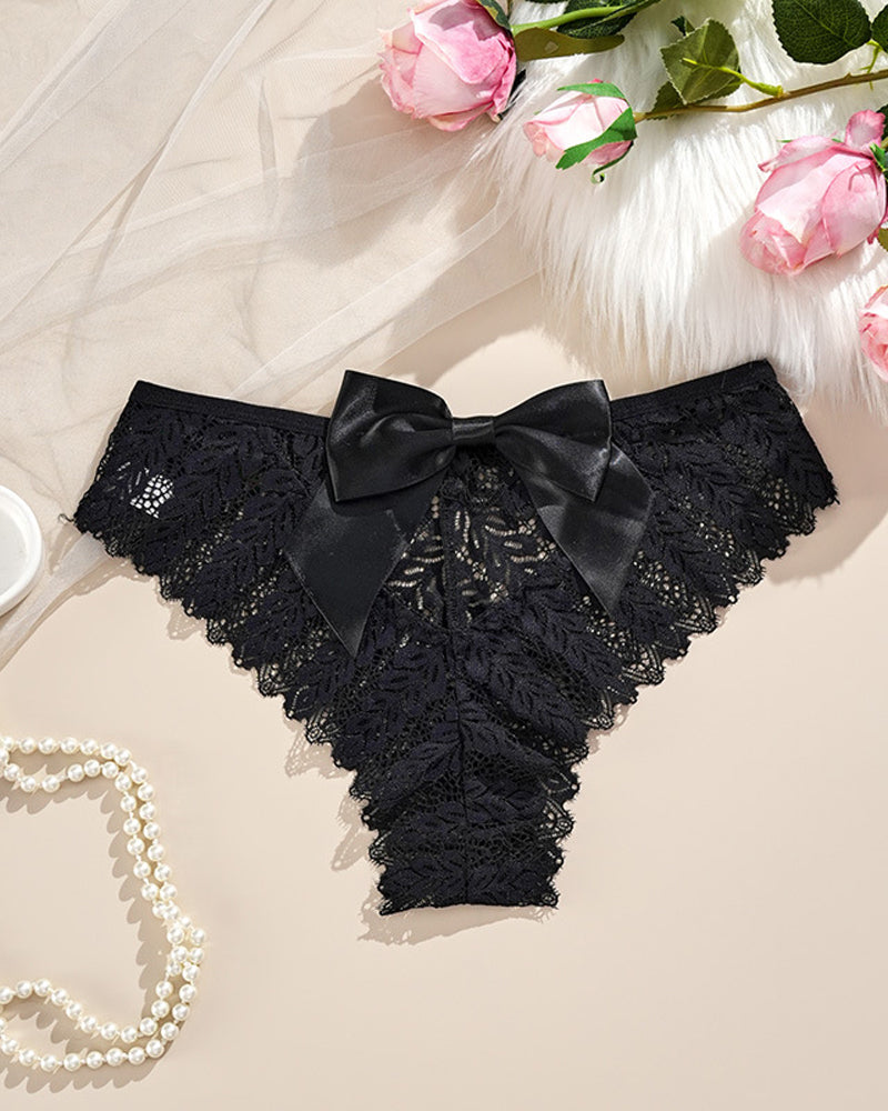 Bow Lace Breathable Hollow Comfortable Panties