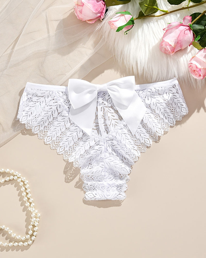 Bow Lace Breathable Hollow Comfortable Panties