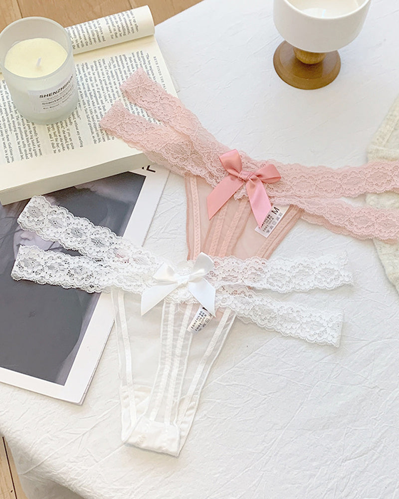 Colorblock Lace Low-Rise See-Through Mesh Thong