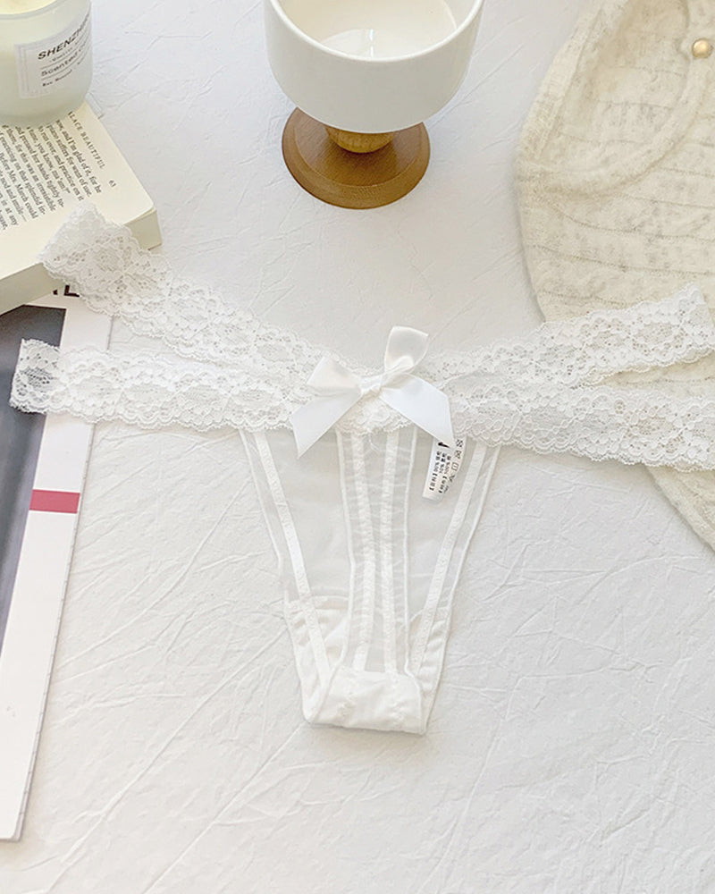 Colorblock Lace Low-Rise See-Through Mesh Thong