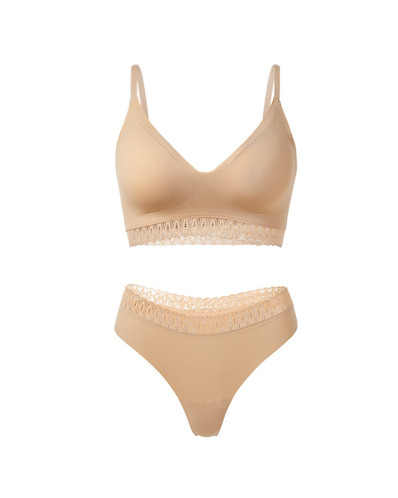 Seamless Lace Splicing Beautiful Back Underwear Set