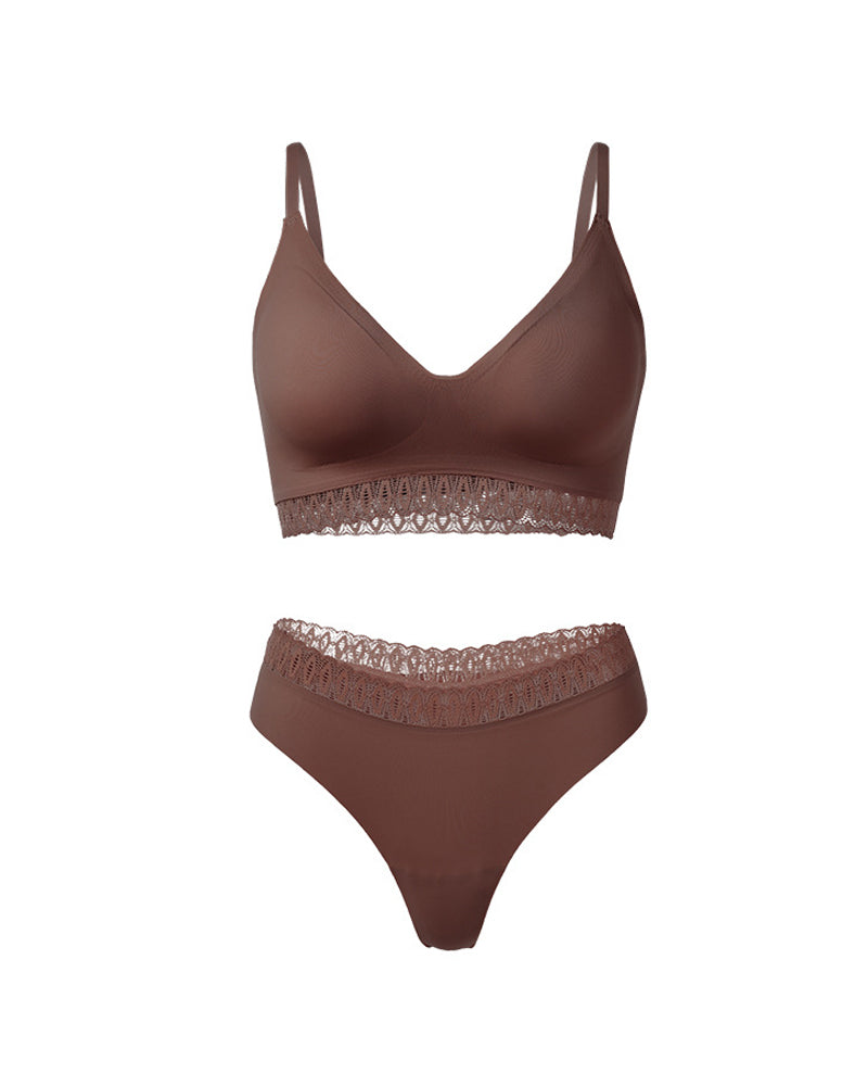 Seamless Lace Splicing Beautiful Back Underwear Set