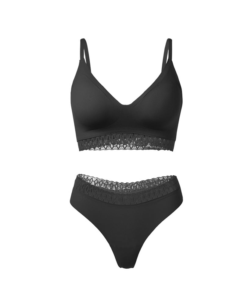 Seamless Lace Splicing Beautiful Back Underwear Set