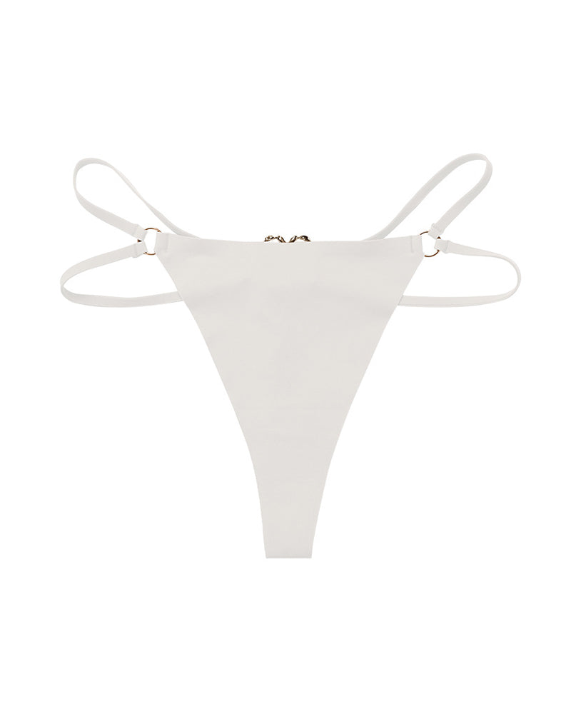 Seamless Double-Strap Heart Metal Ring Design Thong