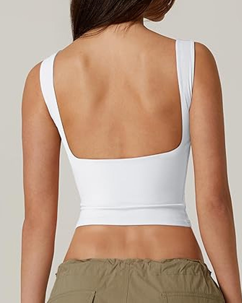 Women's Solid Color Seamless Backless Sleeveless Short Vest