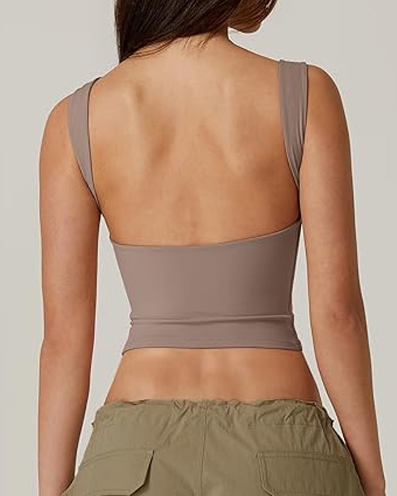 Women's Solid Color Seamless Backless Sleeveless Short Vest