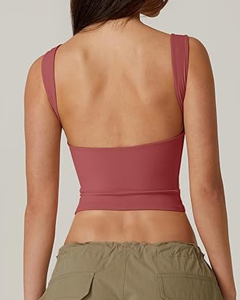 Women's Solid Color Seamless Backless Sleeveless Short Vest