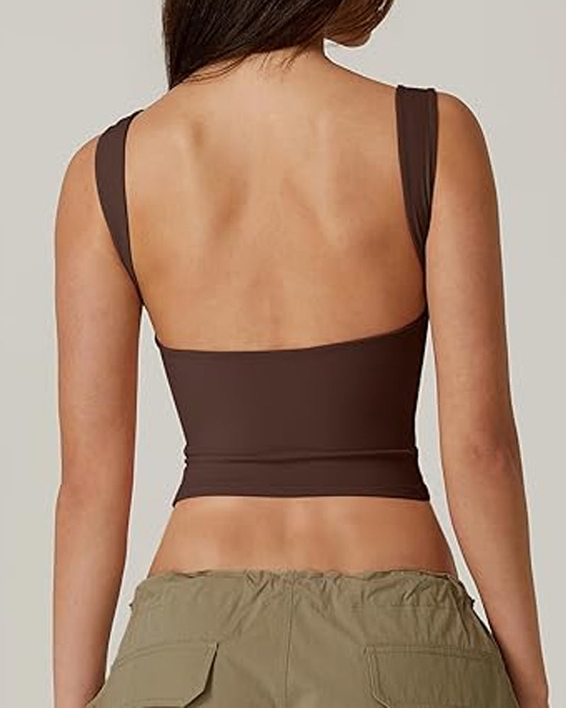 Women's Solid Color Seamless Backless Sleeveless Short Vest