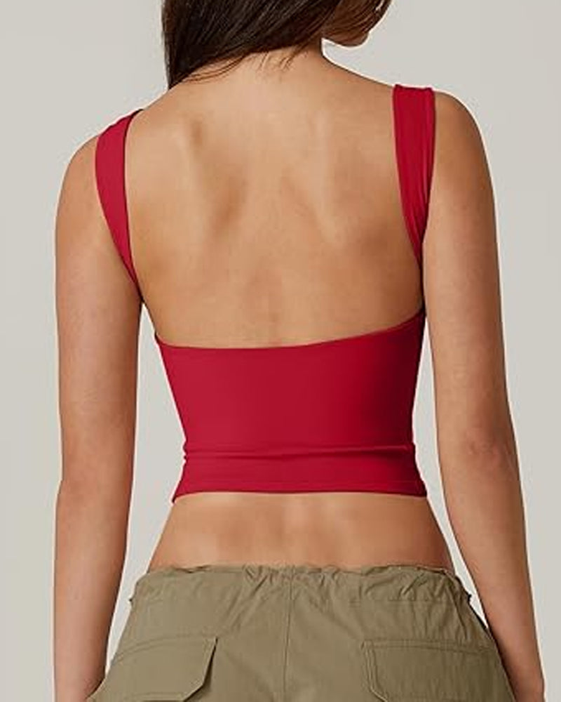 Women's Solid Color Seamless Backless Sleeveless Short Vest