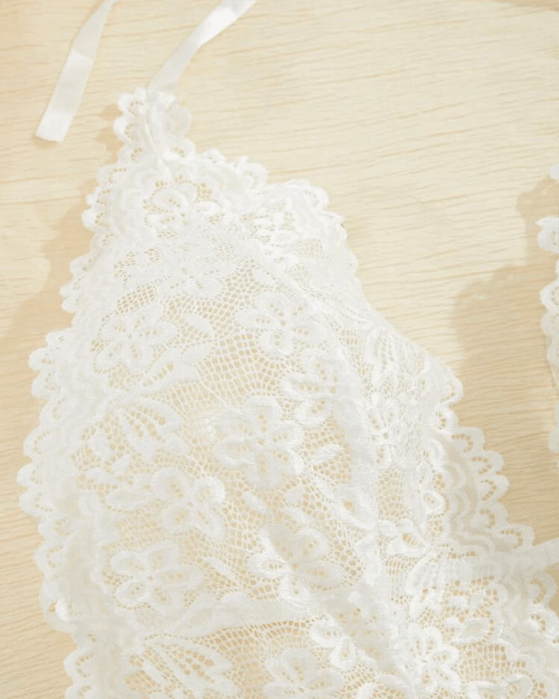 Hollow Lace See-through Suspenders Open Crotch One-piece Pajamas