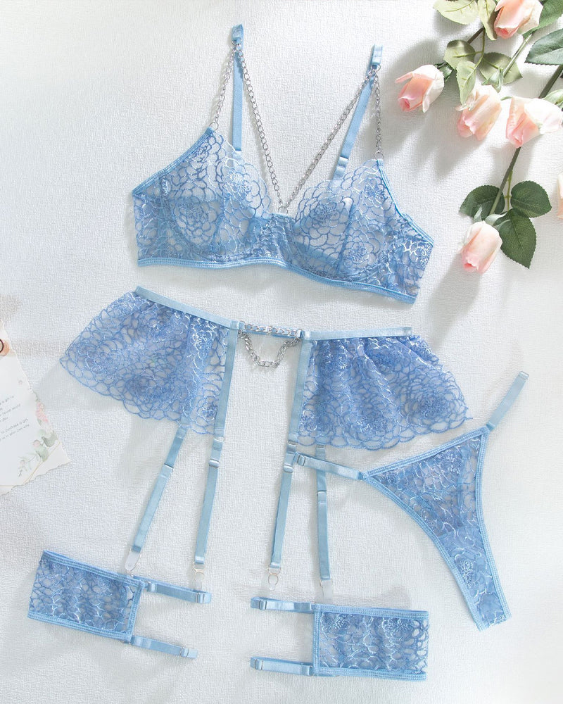 Jacquard See-through Mesh with Chain Decoration Fun Lingerie Set
