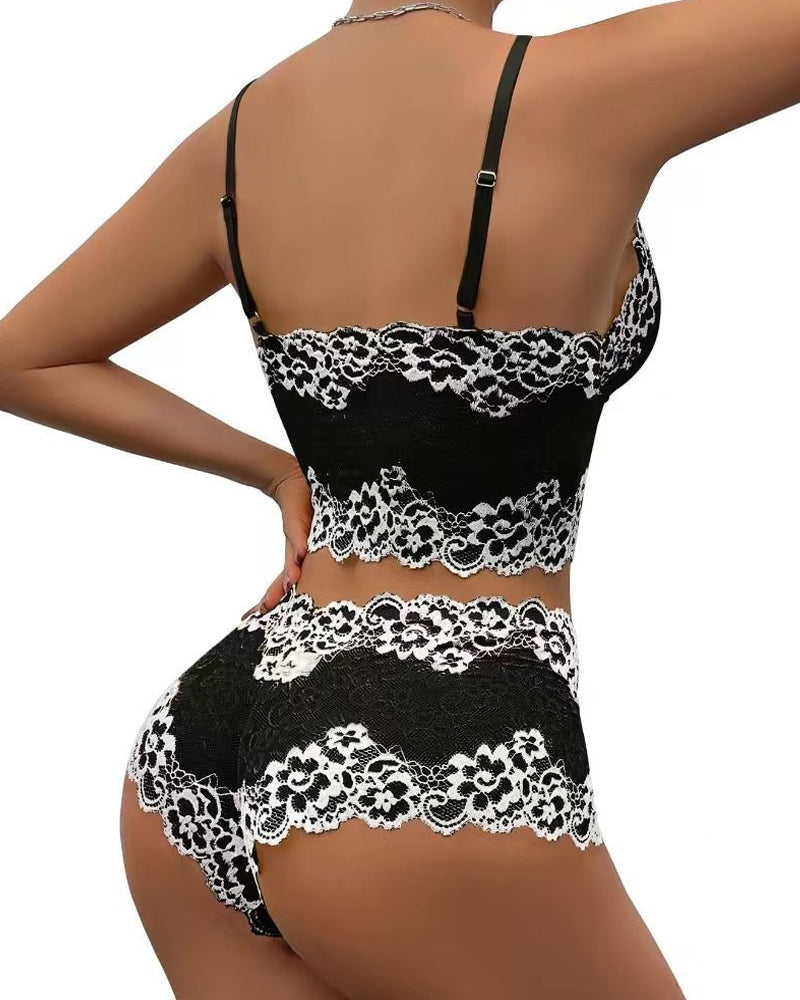 Lace Colorblock Underwear Set
