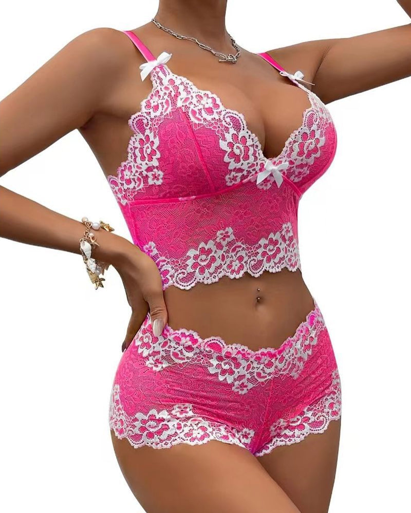Lace Colorblock Underwear Set