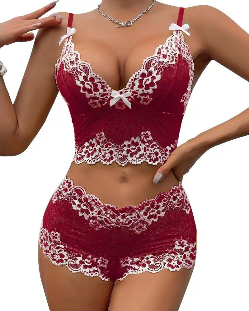 Lace Colorblock Underwear Set