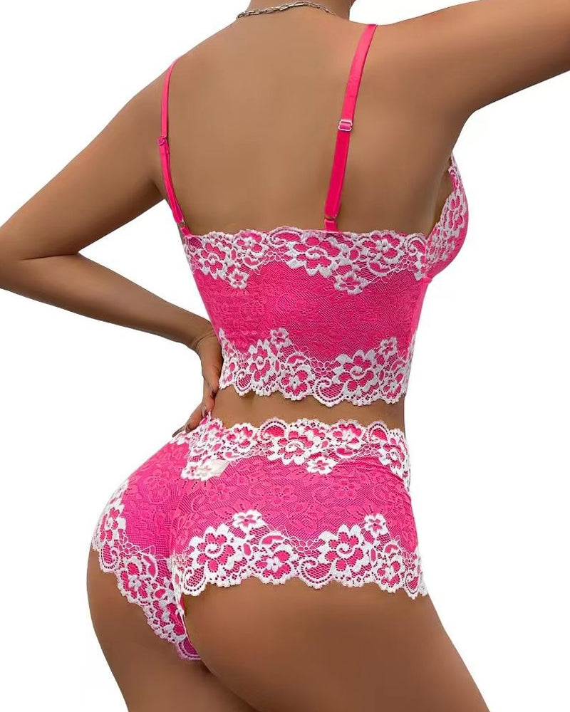 Lace Colorblock Underwear Set