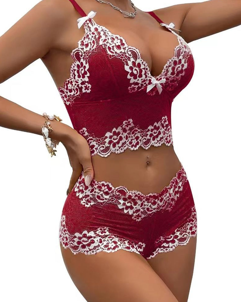 Lace Colorblock Underwear Set