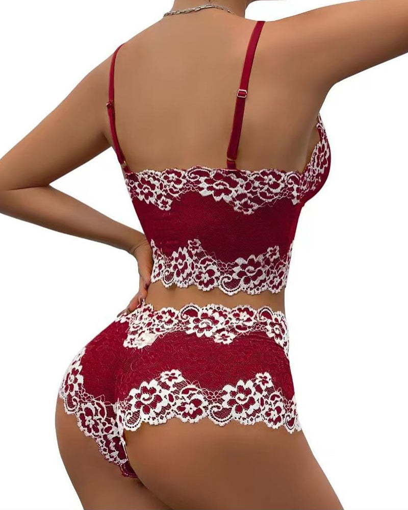Lace Colorblock Underwear Set