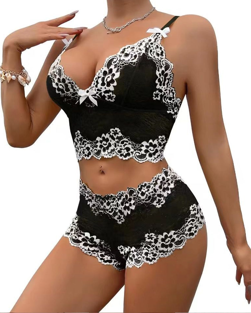 Lace Colorblock Underwear Set