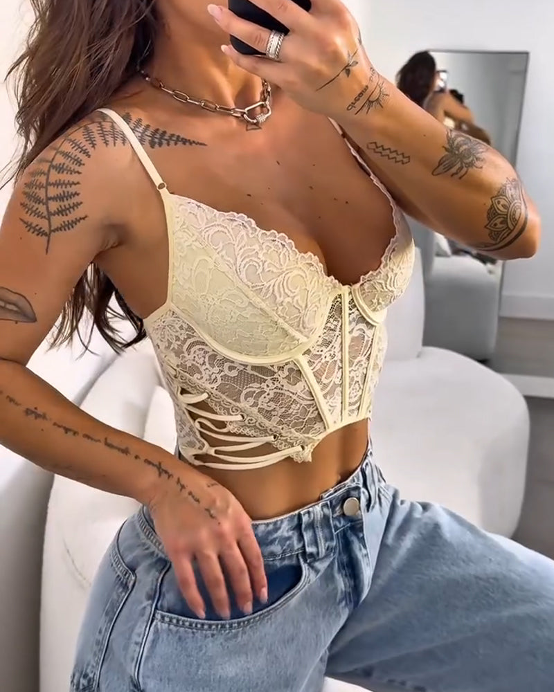 Lace Sheer Corset Top