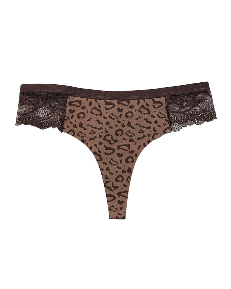 Lace Colorblock Seamless Thong