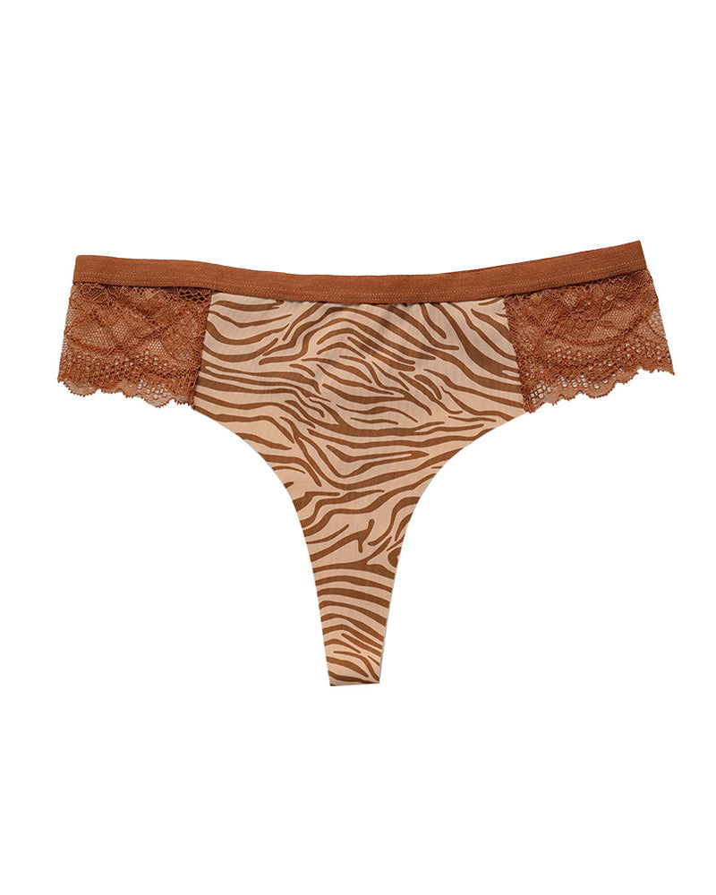 Lace Colorblock Seamless Thong
