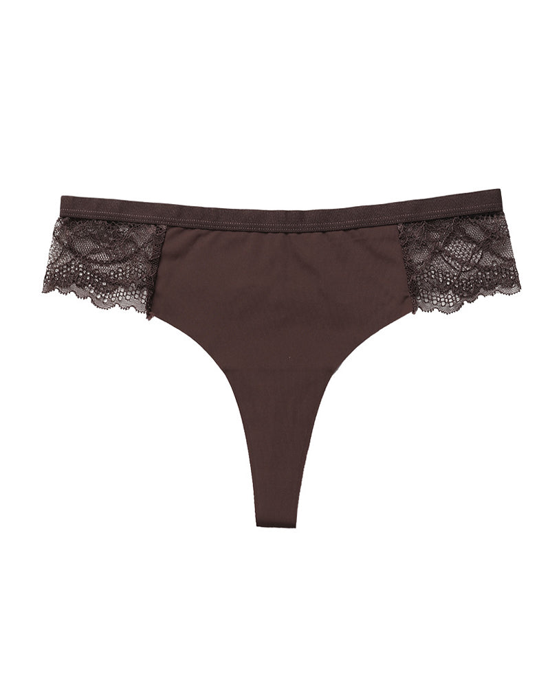 Lace Colorblock Seamless Thong