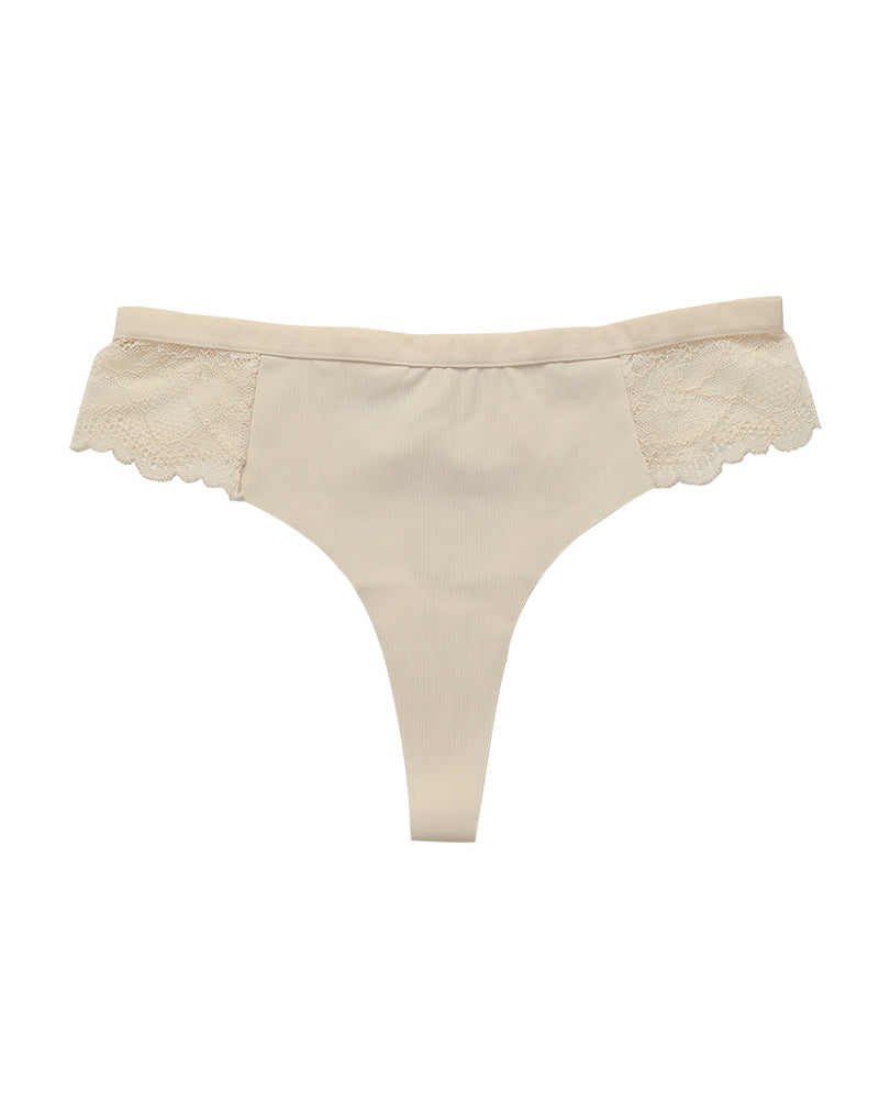 Lace Colorblock Seamless Thong