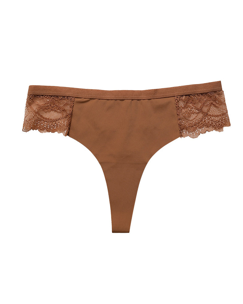 Lace Colorblock Seamless Thong