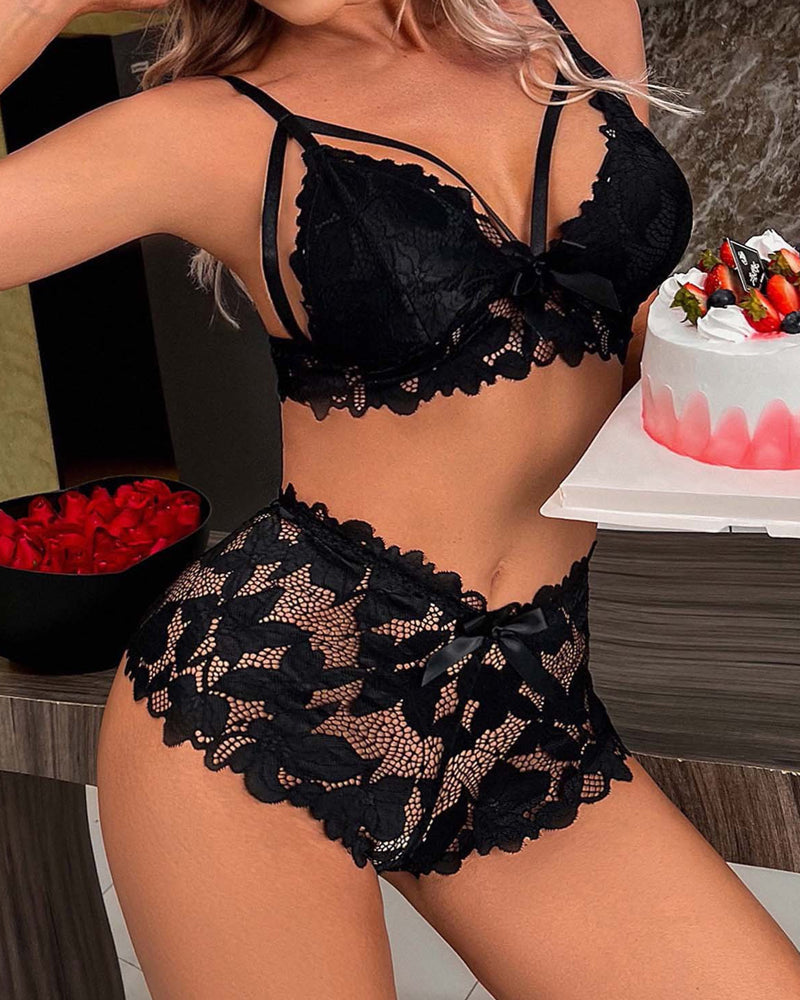 Lace Bow Two-piece Underwear Set