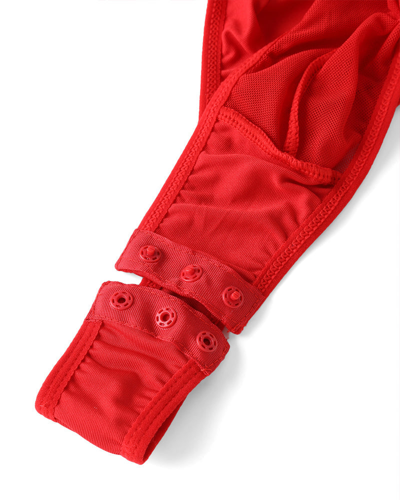 Lace-up Contrast Color Body-shaping One-piece Pajamas