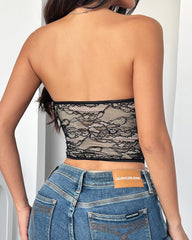 Lace Button Tube Top