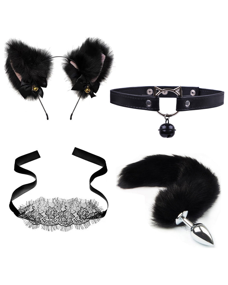 Bell Collar Tail Jewelry Maid Costume Headdress Neck Accessory Props Set