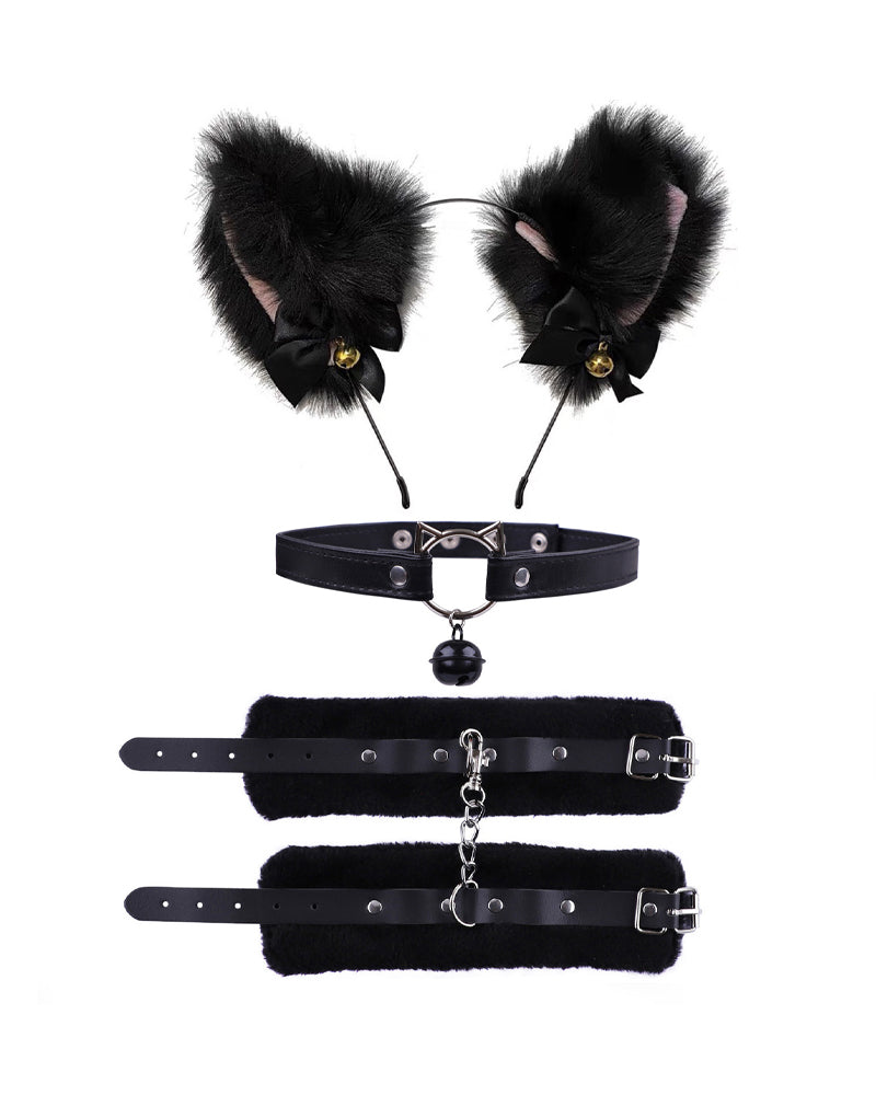 Bell Collar Tail Jewelry Maid Costume Headdress Neck Accessory Props Set