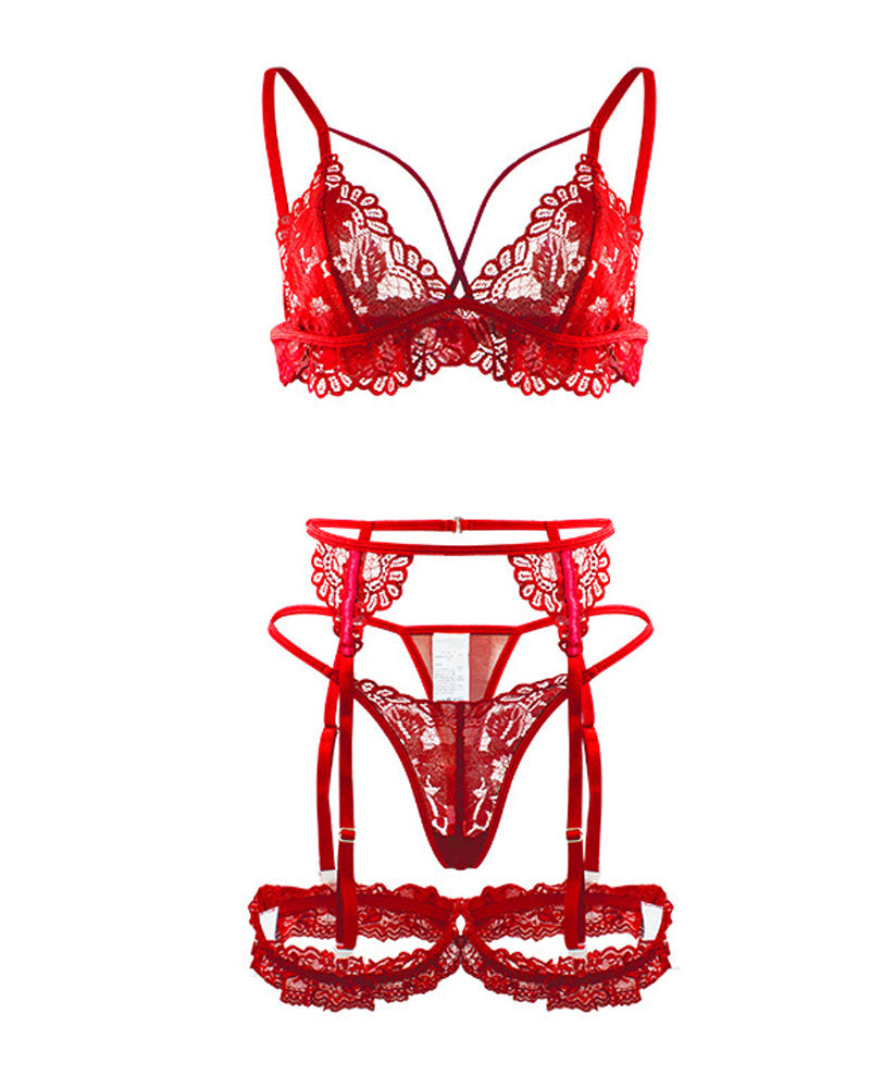 Lace Bra Garter Lingerie Set