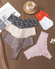 Seamless Ice Silk Heart Star Printed Panties
